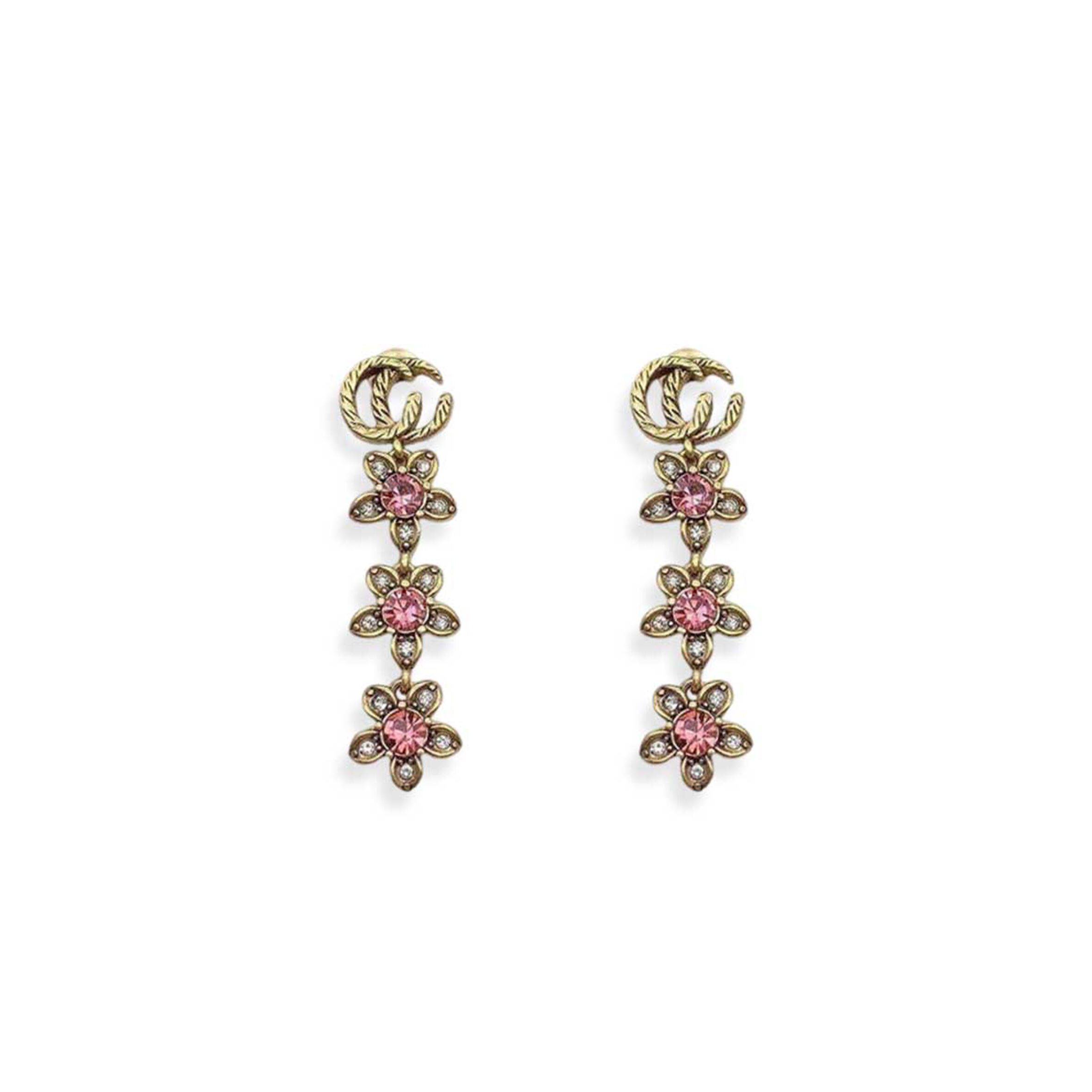 gvc*1 sparkling D1am0nd flower earrings